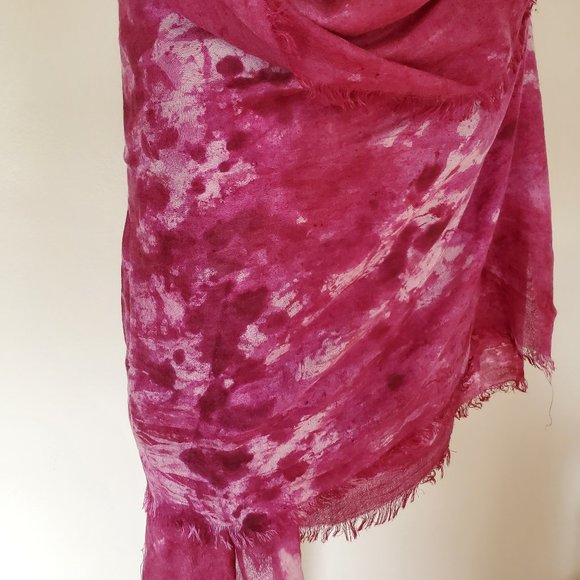 NEW large Silk Cashmere scarf Wrap cape tie dyed XL red white pink gray unisex - Picture 5 of 10